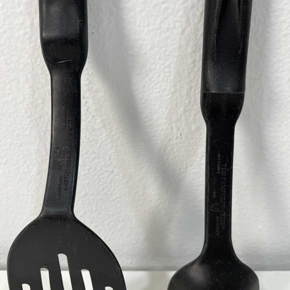 The Pampered Chef Slotted Spatula Black Nylon Spoon Utensil Set 13" USA - Picture 10 of 16
